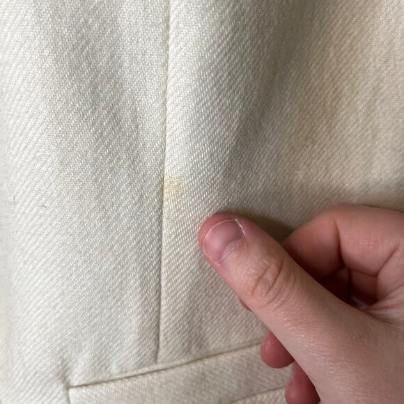 1980s Wool Ivory Minimalist Corporate Wedding Event Cropped Blazer Skirt Set S - Picture 4 of 9